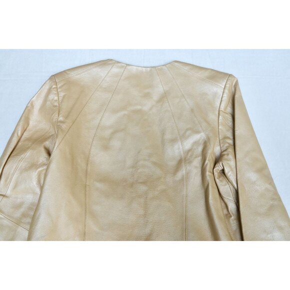 Dialogue Champagne Leather Metallic Women's Jacket Medium - Picture 9 of 12
